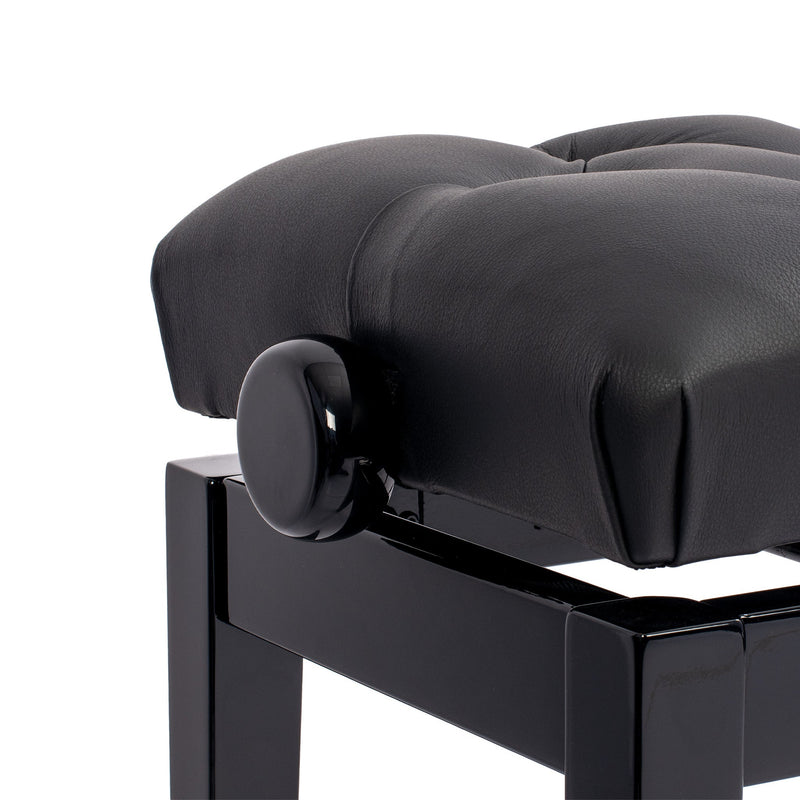 Hidrau BG33 'Vienna' adjustable concert piano stool - Black gloss, black leather
