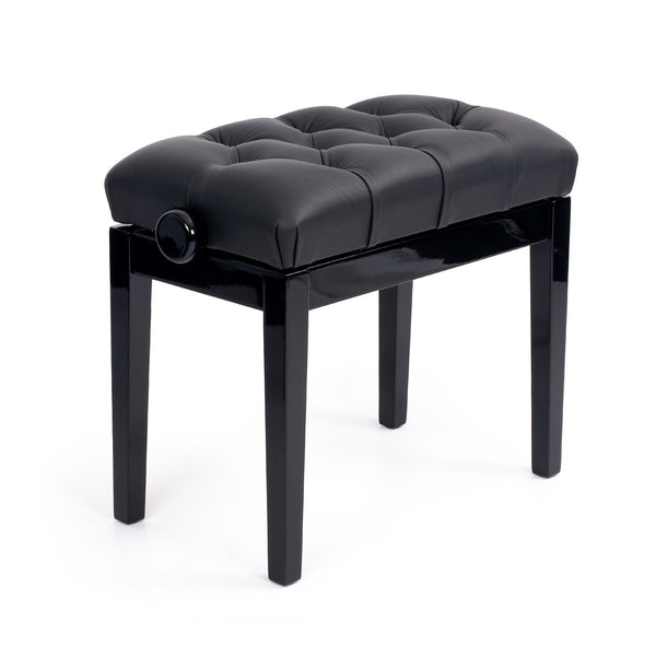 Hidrau BG33 'Vienna' adjustable concert piano stool - Black gloss, black leather
