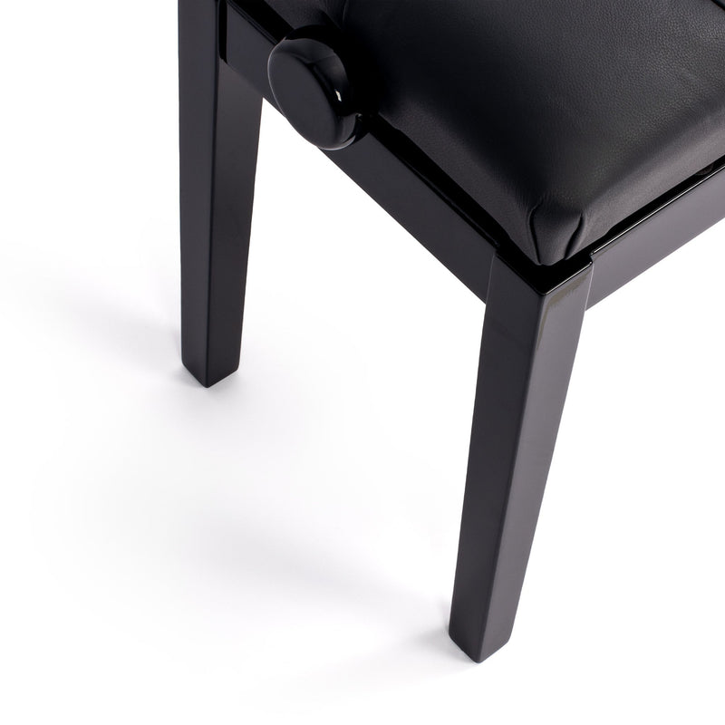 Hidrau BG33 'Vienna' adjustable concert piano stool - Black gloss, black simulated leather
