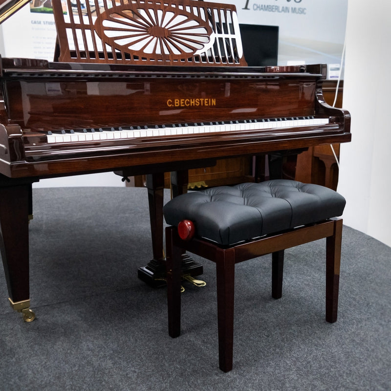 Hidrau BG33 'Vienna' adjustable concert piano stool - Mahogany gloss, black leather