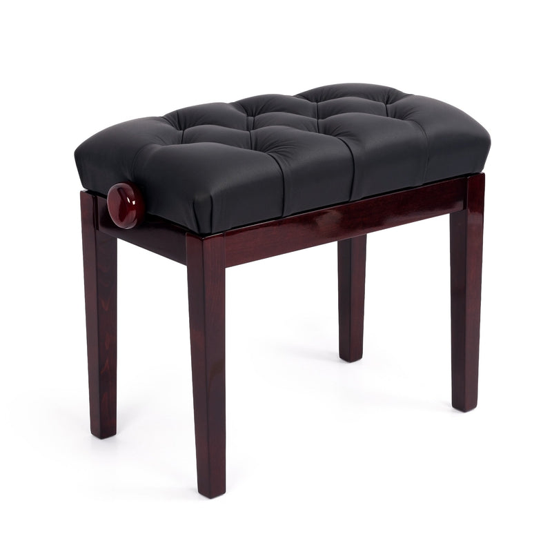 Hidrau BG33 'Vienna' adjustable concert piano stool - Mahogany gloss, black leather