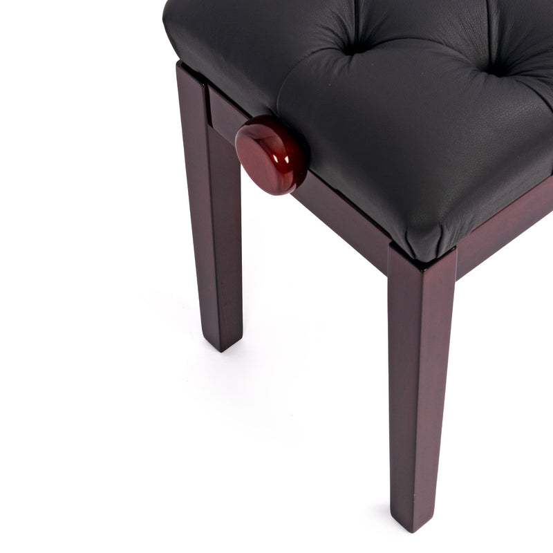Hidrau BG33 'Vienna' adjustable concert piano stool - Mahogany gloss, black leather