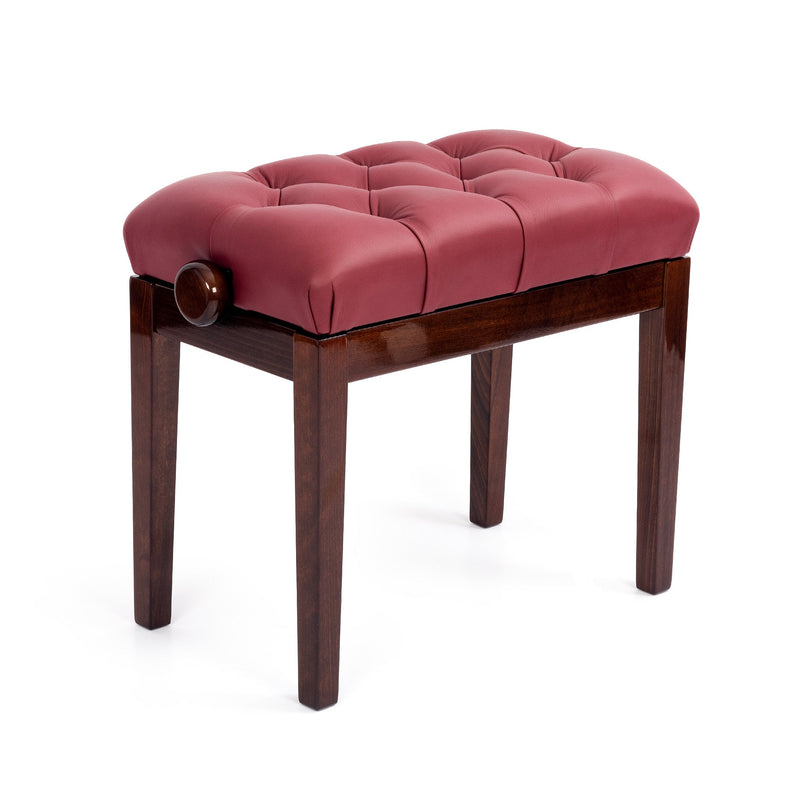 Hidrau BG33 'Vienna' adjustable concert piano stool - Walnut gloss, red leather