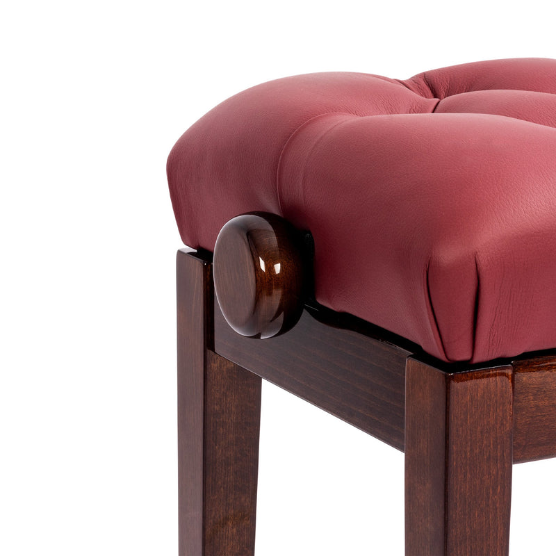 Hidrau BG33 'Vienna' adjustable concert piano stool - Walnut gloss, red leather