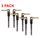 Boss Pack Of 3 X 6" Instrument Patch Cable With Angled 1/4" Jack Plugs