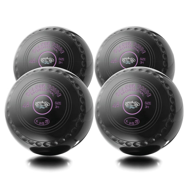PROFESSIONAL LAWN BOWLS BLACK, SET OF 4