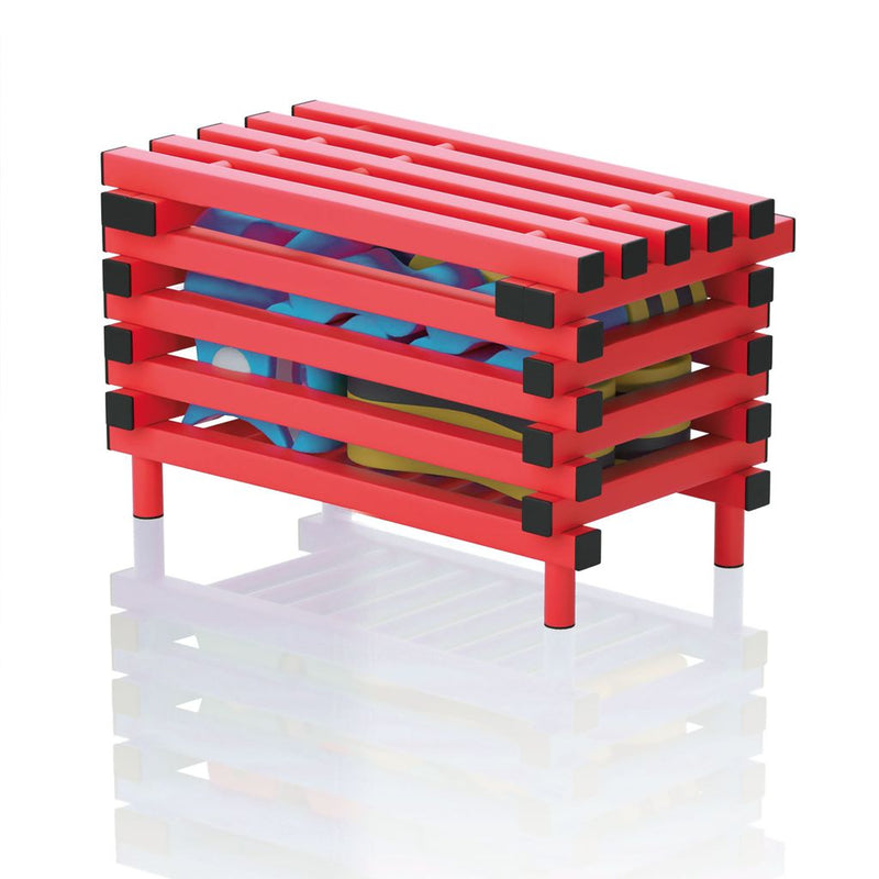 VENDIPLAS BENCH WITH STORAGE BOX RED,  1.00M L X 0.49M W X 0.49M H