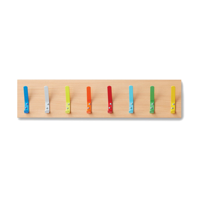 Monarch coat hooks on beech backing board - 8 hooks