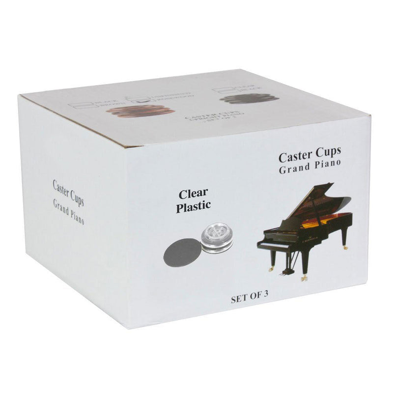 Piano Workshop Set Of 3 Clear Plastic Castor Cups For Grand Piano