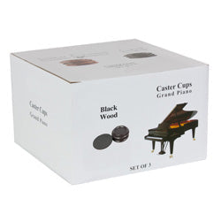 Piano Workshop Set Of 3 Black Wooden Castor Cups For Grand Piano