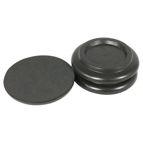 Piano Workshop Set Of 3 Black Wooden Castor Cups For Grand Piano