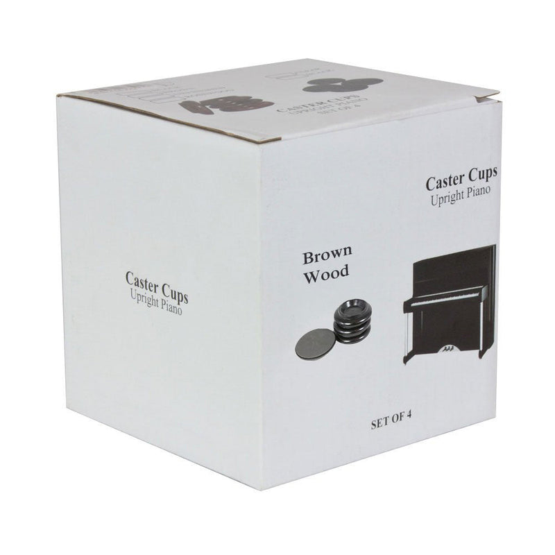 Piano Workshop set of 4 brown wooden castor cups for upright piano