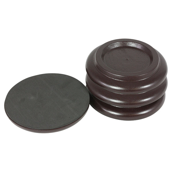 Piano Workshop set of 4 brown wooden castor cups for upright piano