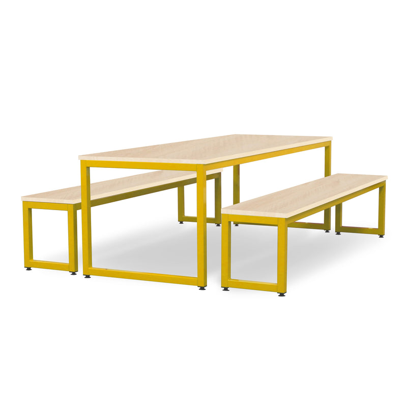Monarch dining table & bench set with maple top - Yellow