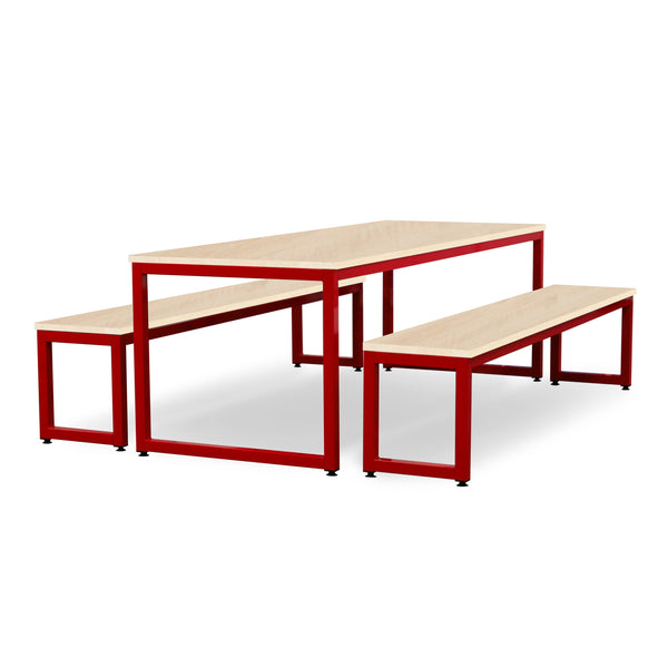 Monarch dining table & bench set with maple top - Red