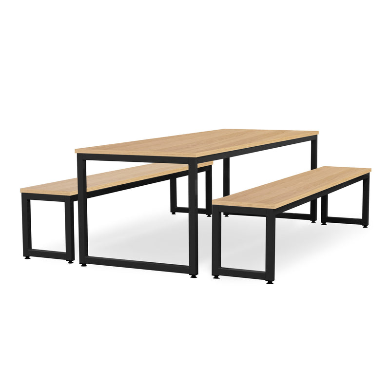 Monarch dining table & bench set with oak top - Dark grey