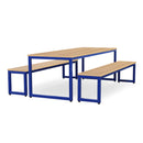 Monarch dining table & bench set with oak top - Blue