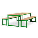 Monarch dining table & bench set with oak top - Apple green