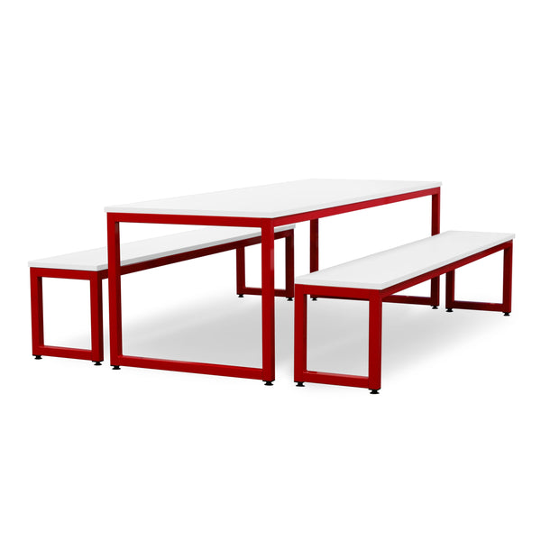 Monarch dining table & bench set with white top - Red