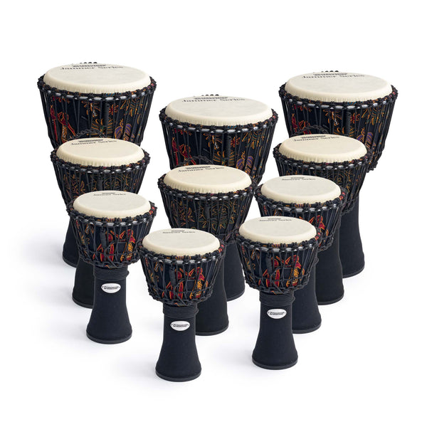 Percussion Workshop Jammer Series djembe pack - rope tuned - 10 player pack
