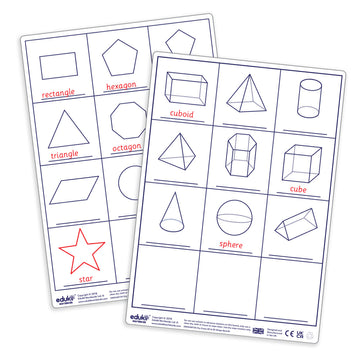 Dry Erase – Pupils 2D and 3D shape double sided boards pk30