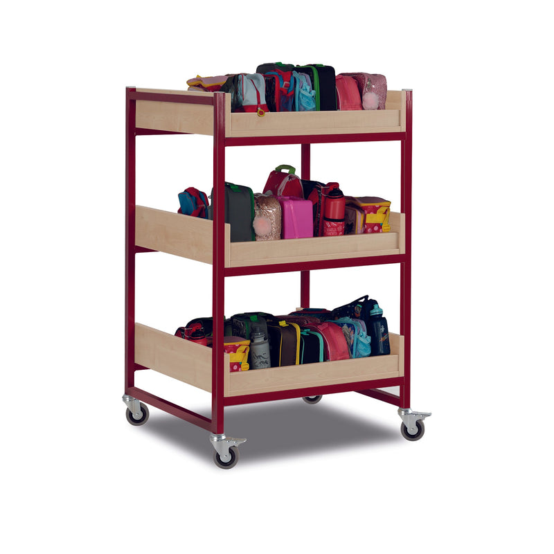 Monarch heavy duty medium classroom storage trolley - Red