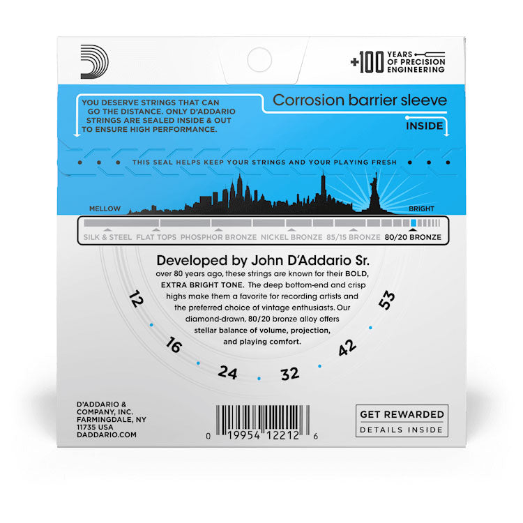 D'Addario 80-20 Bronze String Set - Light