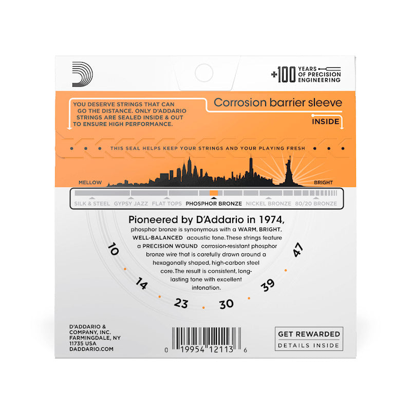 D'Addario Phosphor Bronze Acoustic Guitar String Set - Extra Light