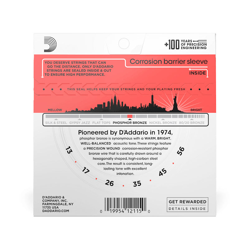 D'Addario Phosphor Bronze Acoustic Guitar String Set - Medium