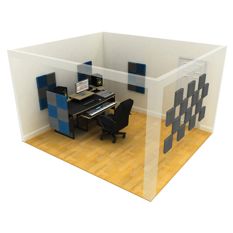 EQ acoustics 30cm foam acoustic tile pack of 16 - Electric blue