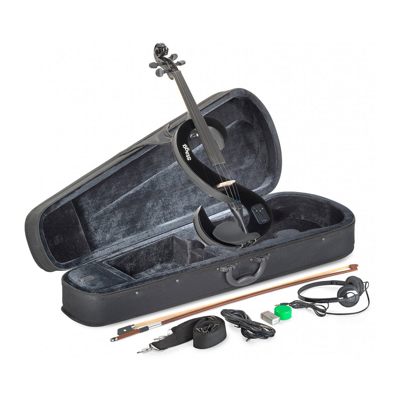 Stagg Silent S Shaped Electric Violin - Black