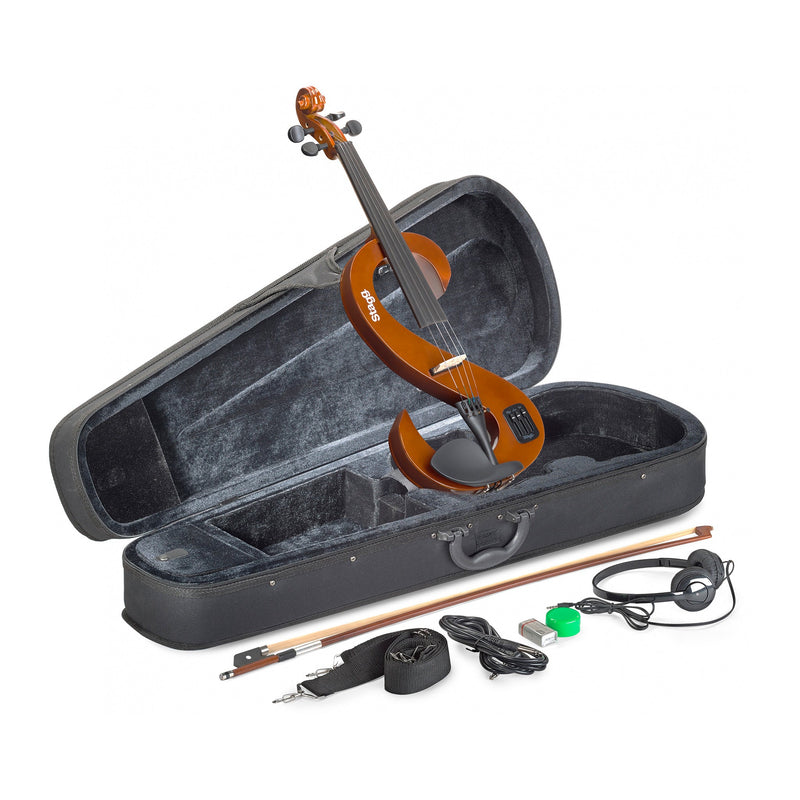 Stagg silent s-shaped electric violin outfit - Violin burst