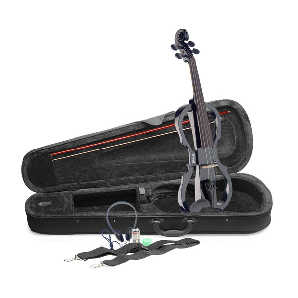 Stagg silent traditionally shaped electric violin outfit - Black