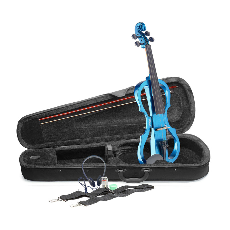 Stagg silent traditionally shaped electric violin outfit - Metallic blue