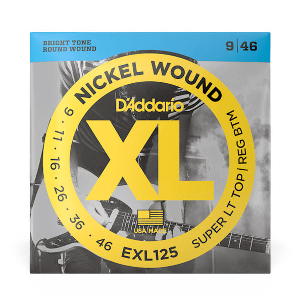 D'Addario XL electric guitar strings - Super light top / Regular bottom (11-46)