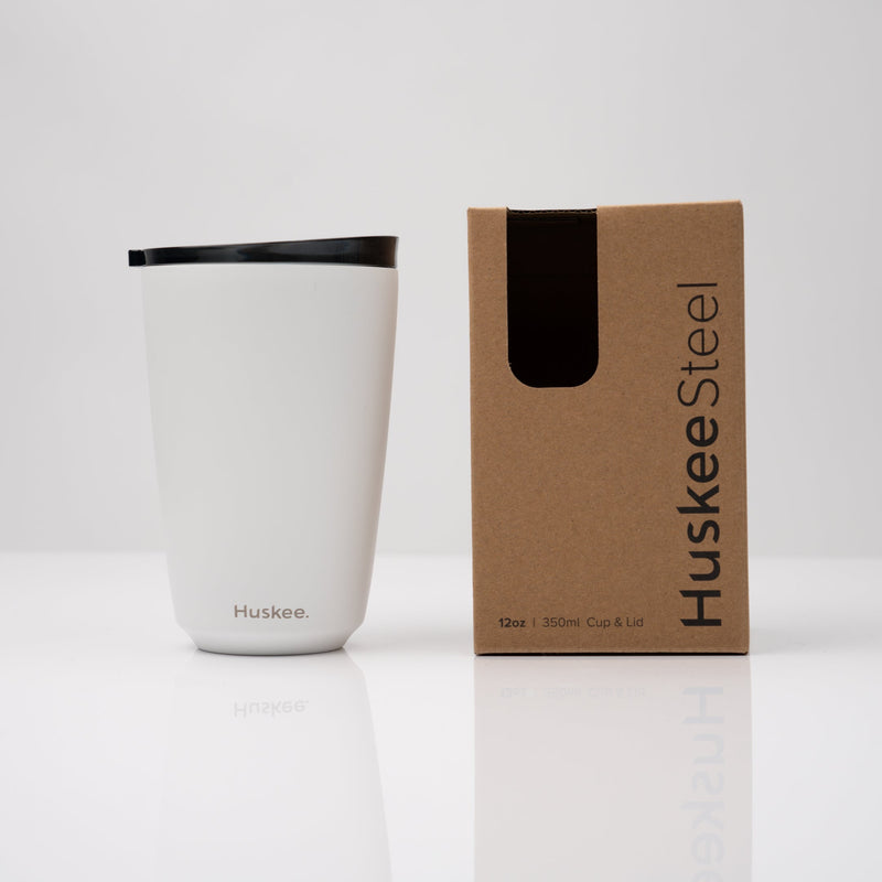 12oz HuskeeSteel Cup & Lid - White