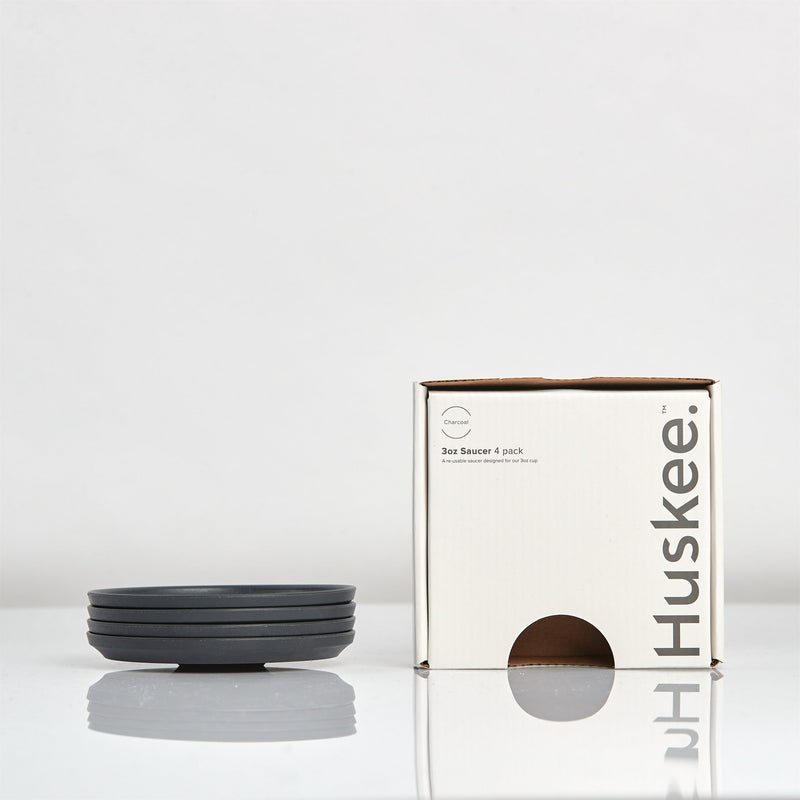 3oz HuskeeCup Espresso Saucer 4-pack - Charcoal