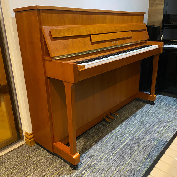 Pre-owned Yamaha E110N upright piano in cherry satin