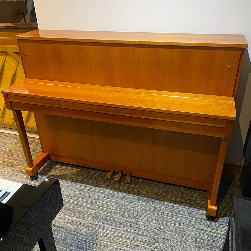 Pre-owned Yamaha E110N upright piano in cherry satin