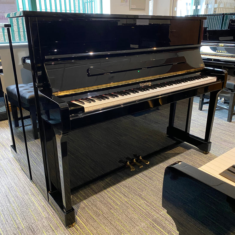 Pre-owned Kemble K121ZT upright piano in polished ebony