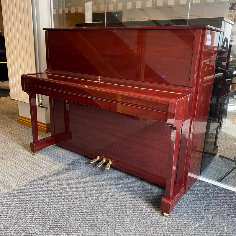 Pre-owned Yamaha P121G upright piano in polished mahogany