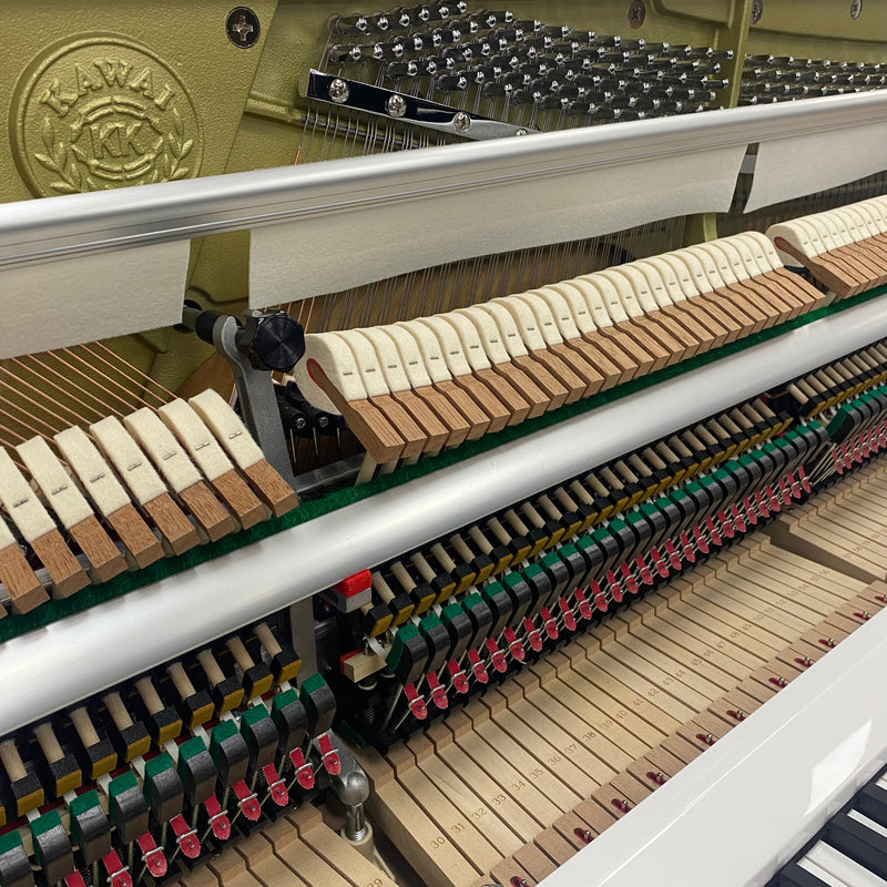 Kawai K-200 upright piano - Polished White, Silver Fittings