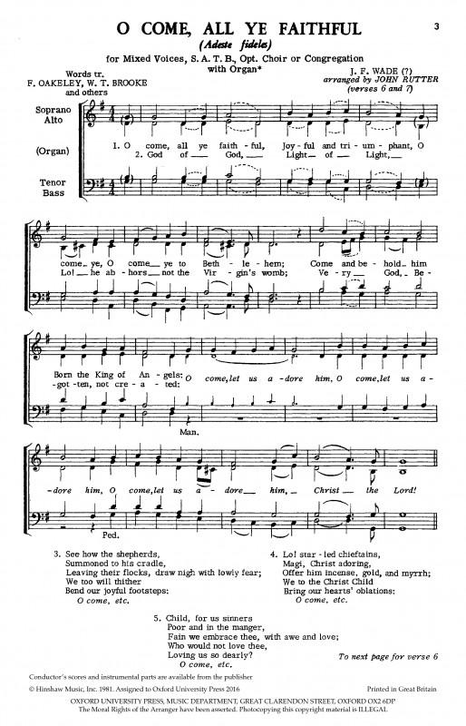 Rutter O Come All Ye Faithful SATB