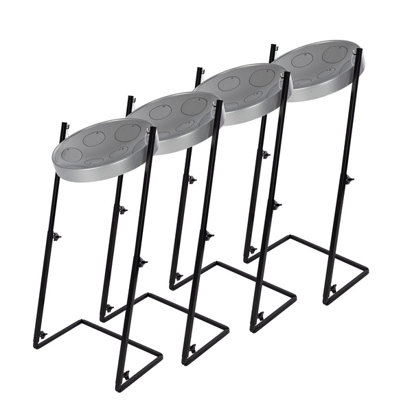 Pack of 4  Jumbie Jam steel pan with metal Z stand - grey pan