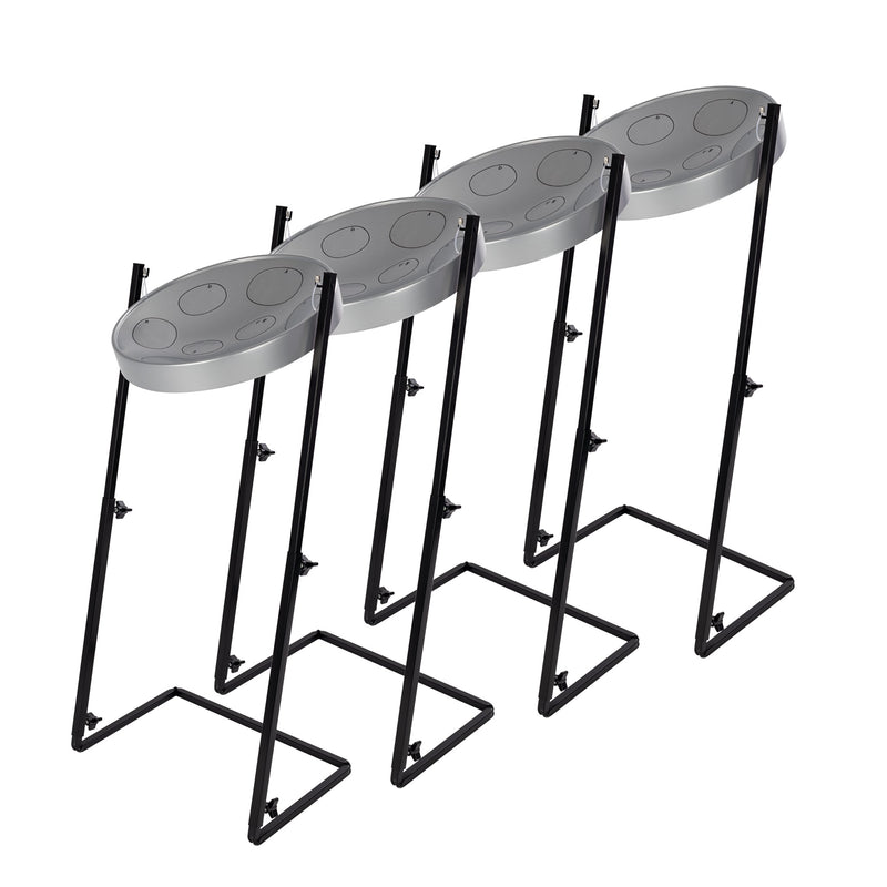 Pack of 4  Jumbie Jam steel pan with metal Z stand - grey pan