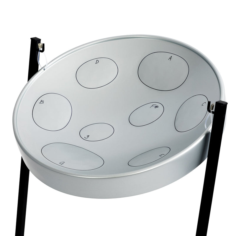 Pack of 4  Jumbie Jam steel pan with metal Z stand - grey pan