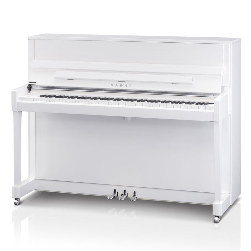 Kawai K-200 upright piano - Polished White, Silver Fittings