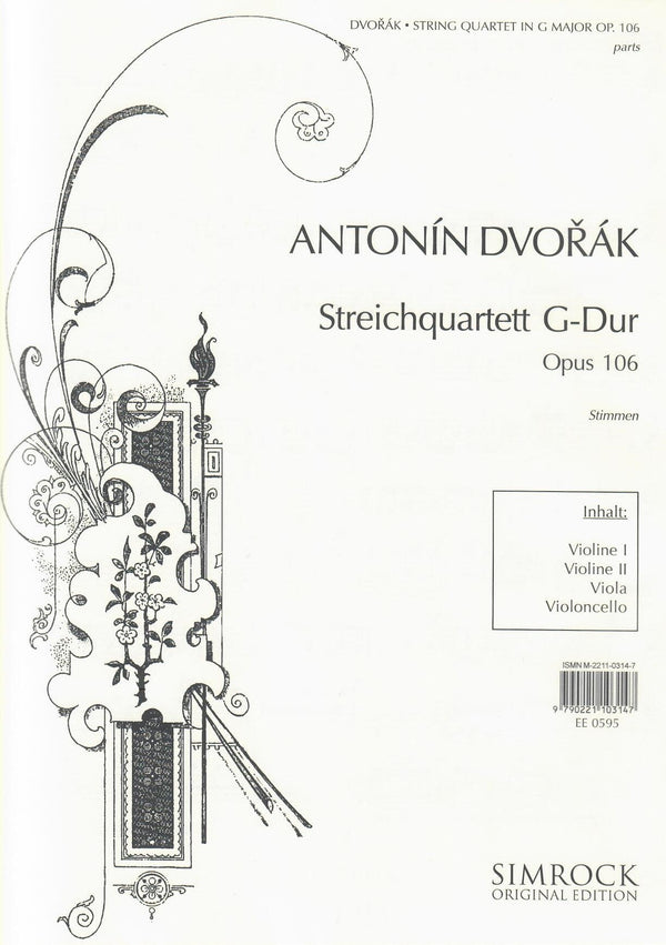 Dvorak String Quartet in G Major Op 106: Set of Parts