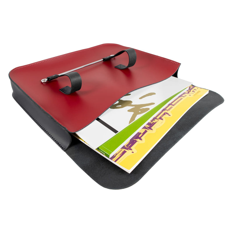 Oxford Traditional leather music case - Black with red front