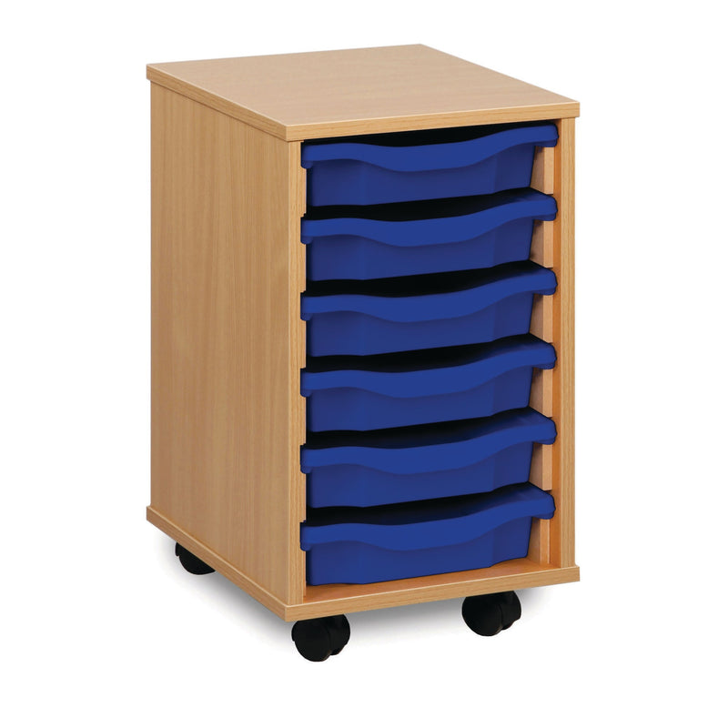 Monarch shallow tray storage unit - 6 trays (1 x 6) beech
